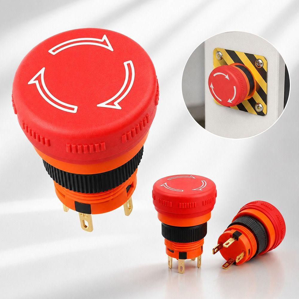 1Pcs 16mm Emergency Stop Push Button Switch Mushroom Stop Button for Emergency Stop Control