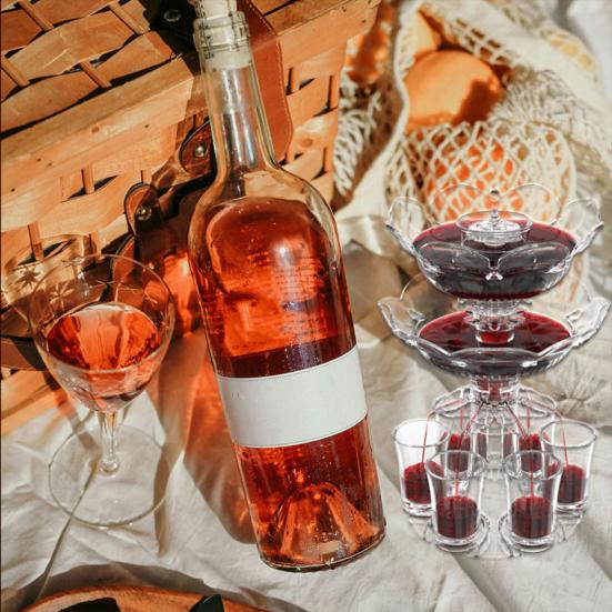 Yousheng Double Layer Drink Dispenser with 6 Shot Glasses Acrylic Liquor Dispenser Wine Divider Quick Pour Bar Accessories