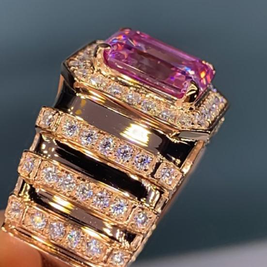 Тонкая работа, благородное медное кольцо на палец, розовый квадратный цирконий, обручальное кольцо, ювелирный аксессуар