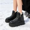 Зимние новые утолщенные теплые короткие ботинки женские повседневные хлопковые туфли мягкая кожа плоская нескользящая сноубутсы женские