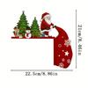 2pcs Wooden Christmas Door Corner Decorations Santa Claus and Reindeer with Snowman, Festive Wall Ornaments, Suitable for Indoor Use In Living Room