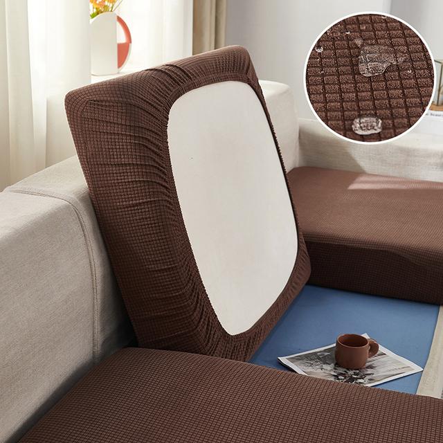 Waterproof Jacquard Sofa Seat Cushion Cover For Living Room Kids Furniture Protector Polar Fleece Stretch Sofa Covers Removable