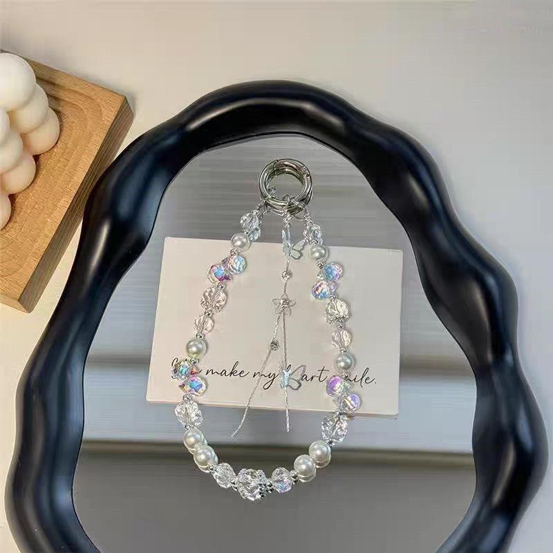 Anti-Lost Mobile Phone Lanyard Strap Butterfly Crystal Bag Pendant Fashion Car Keychain Ornament