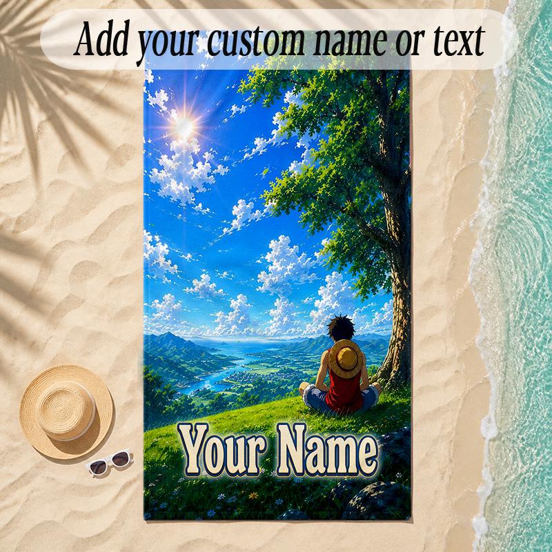 Beach TowelOne Piece Custom Name Text Personalized Soft Towel for Beach Pool Indoor Home Decor Gift