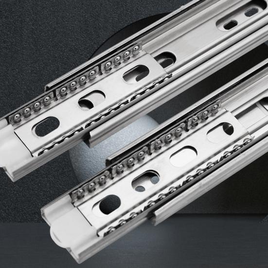 2 шт. Направляющие для ящиков из нержавеющей стали, 3-секционные, с плавным закрыванием, шарикоподшипниковые, для бокового монтажа сзади, полного выдвижения