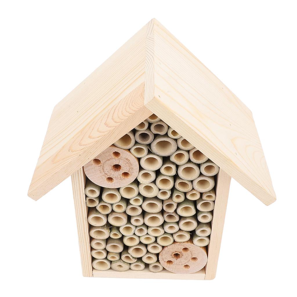 Bee House Hanging Harmless Eco Friendly Wooden Bee Box Habitat for Outdoor Garden Yard