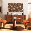 Wooden Wall Decoration, 3D, 3 Pieces, 40 x 80 cm, Tropical Leaf Pattern, Walnut