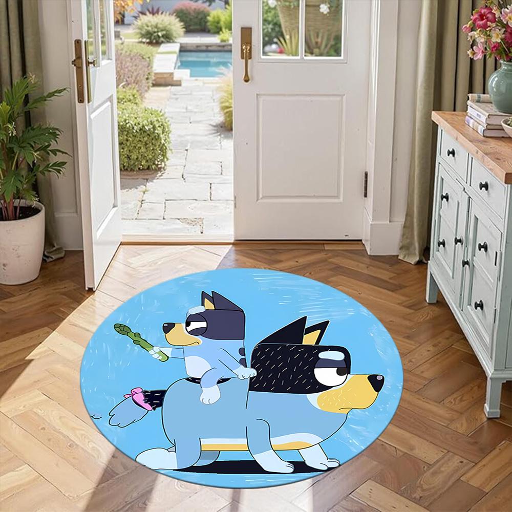 Bluey Bingo Round Area Rug Perfect for Hallway Game Room Study room Playrooms Antislip Round Carpet Anime Office Decor