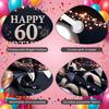 Фон для празднования 60-летия Треугольный гирлянда-флажки 60-летие Дисплей Роскошный фон для дня рождения Розовые акценты в виде сердечек