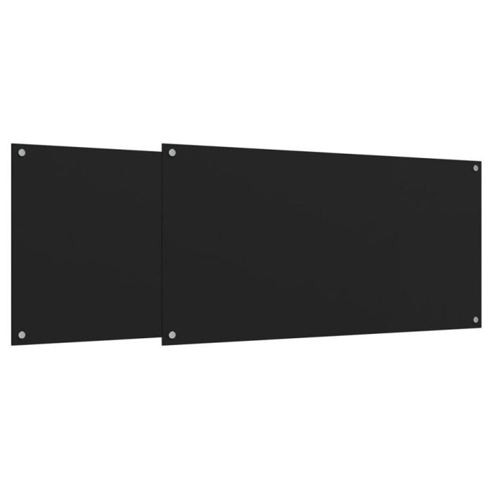 Kitchen Backsplashes 2 Pcs Black 80x60 Cm Tempered Glass