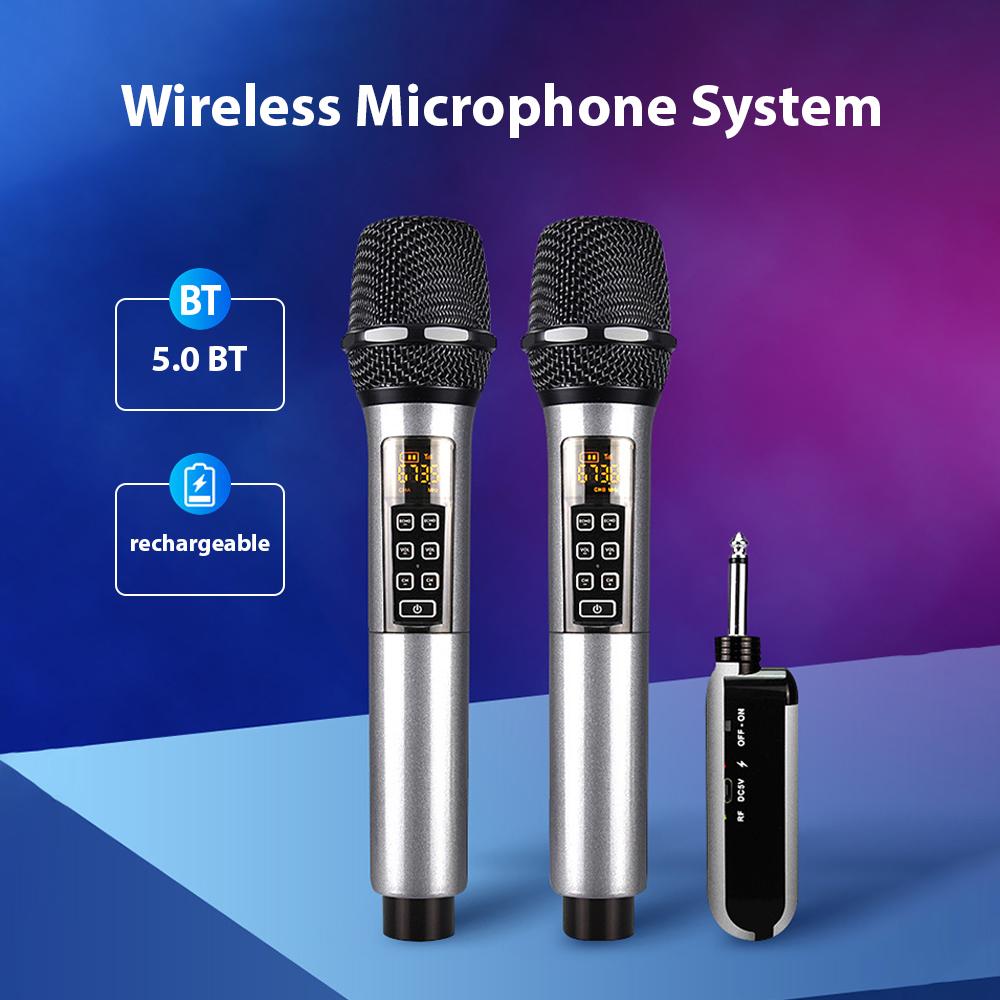 Wireless Microphone System with Handheld Mic UHF Professional Dynamic Microphones for Home Cinemas
