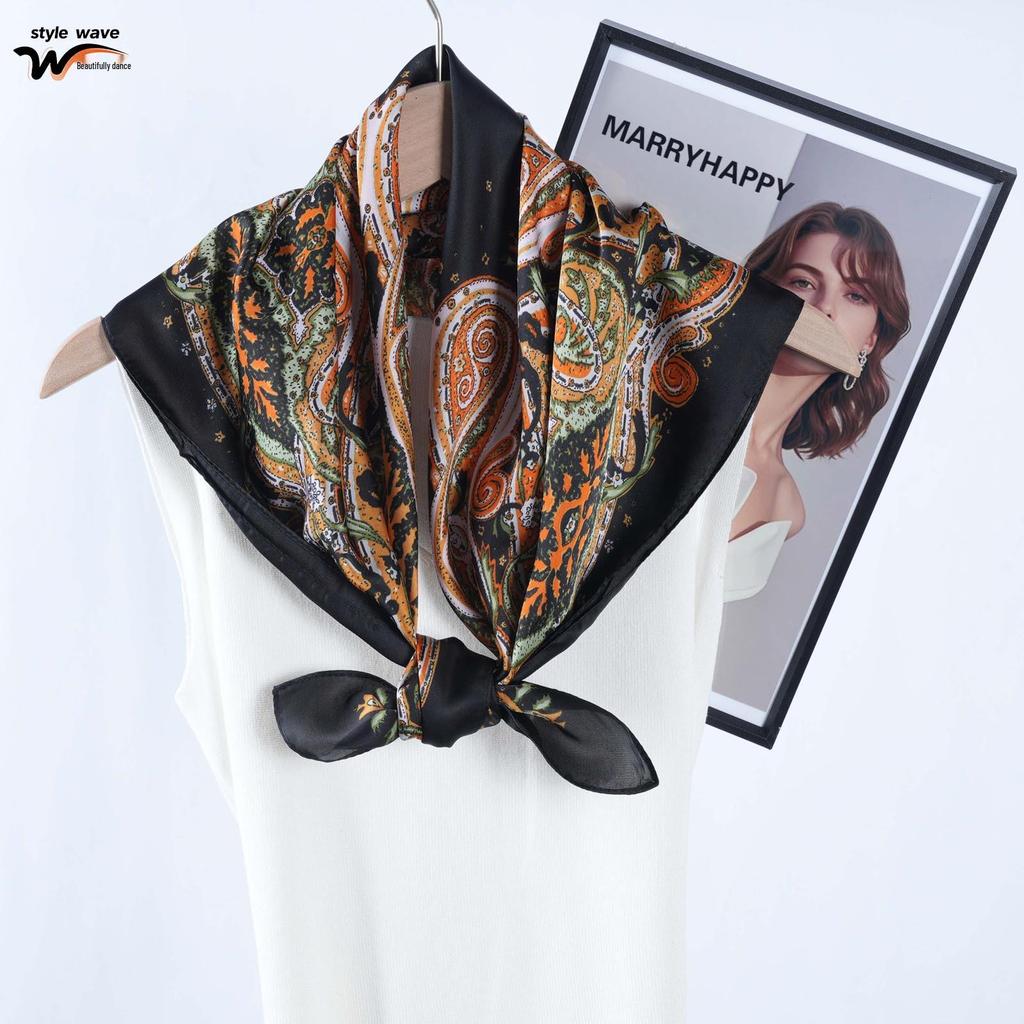Women's Retro Paisley Print Satin Square Scarf - Versatile Imitation Silk Neck Accessory In Stock