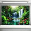 2D Фон с водопадом в пышном лесу Тропическая природа Фотофон