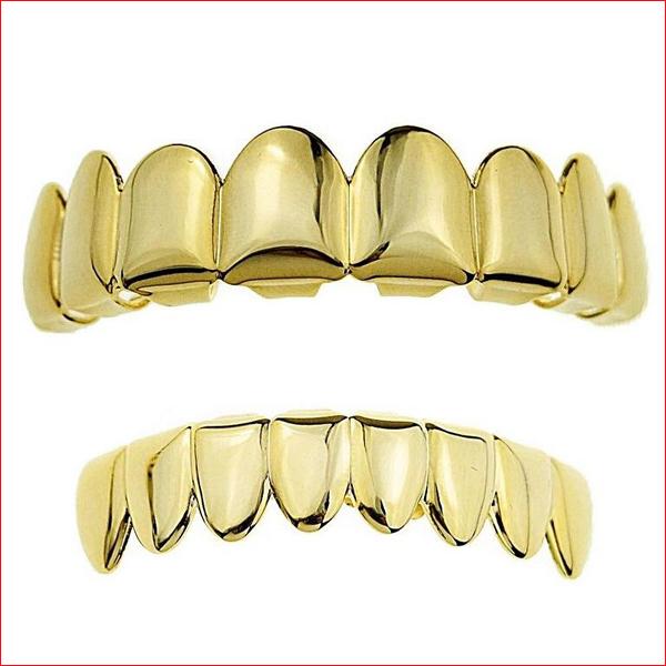 Blues Brass Rainbow Color 8 Top 8 Bottom Teeth Grillz Unisex for American Hip Hop Halloween Party Gift