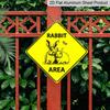 2D Flat - 1pc Funny Rabbit Crossing Metal Sign - Farmhouse Decor with Two Rabbits - for Home, Garden, Easter Party - Durable Metal Plaque Gift for