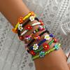 8pcs Handmade Colorful Small Flower Bracelet Multi Beaded Charms Bracelet Set Beach