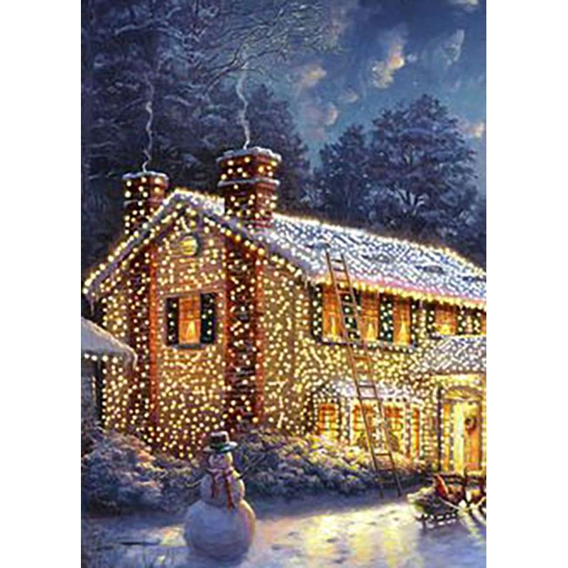 5D DIY Diamond Painting Winter Snow Landscape Full Round Drill Diamond Embroidery Cross Stitch Wall Art Picture of Rhinestone