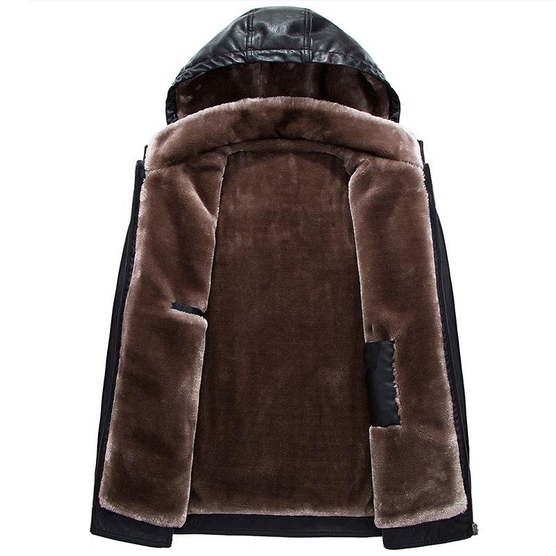 Мотоциклетная куртка из искусственной кожи, байкерские бархатные кожаные пальто, мужские флисовые куртки с капюшоном, мотоциклетная куртка из искусственной кожи, новые мужские кожаные куртки, водонепроницаемые, большого размера