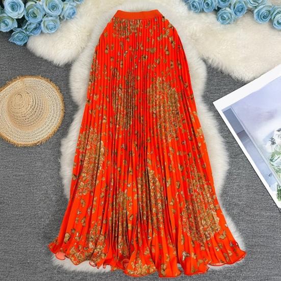 Длинная юбка в ретро-стиле, на резинке, с высокой талией, с принтом бабочек, плиссированная, с широким подолом, из дышащей ткани, для повседневной носки