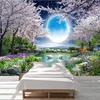 Настенная бумага Луна вишни в цвету дерева Природа Пейзаж Настенная живопись Гостиная Спальня Фото обои Домашний декор Фреска Плакат