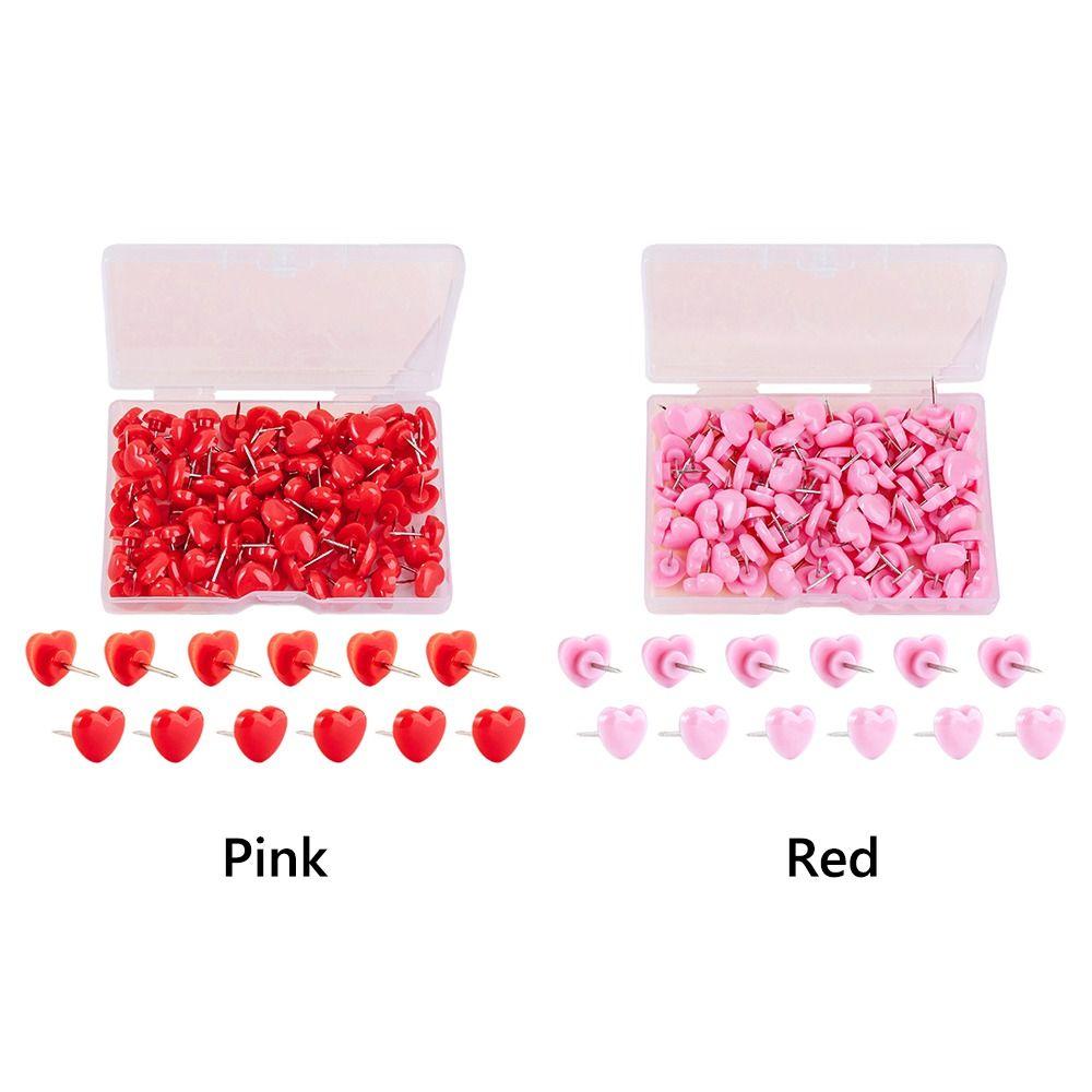 100 шт. Розовые Красные Кнопки-гвоздики Сердечки Любви Многоразовые Канцелярские товары
