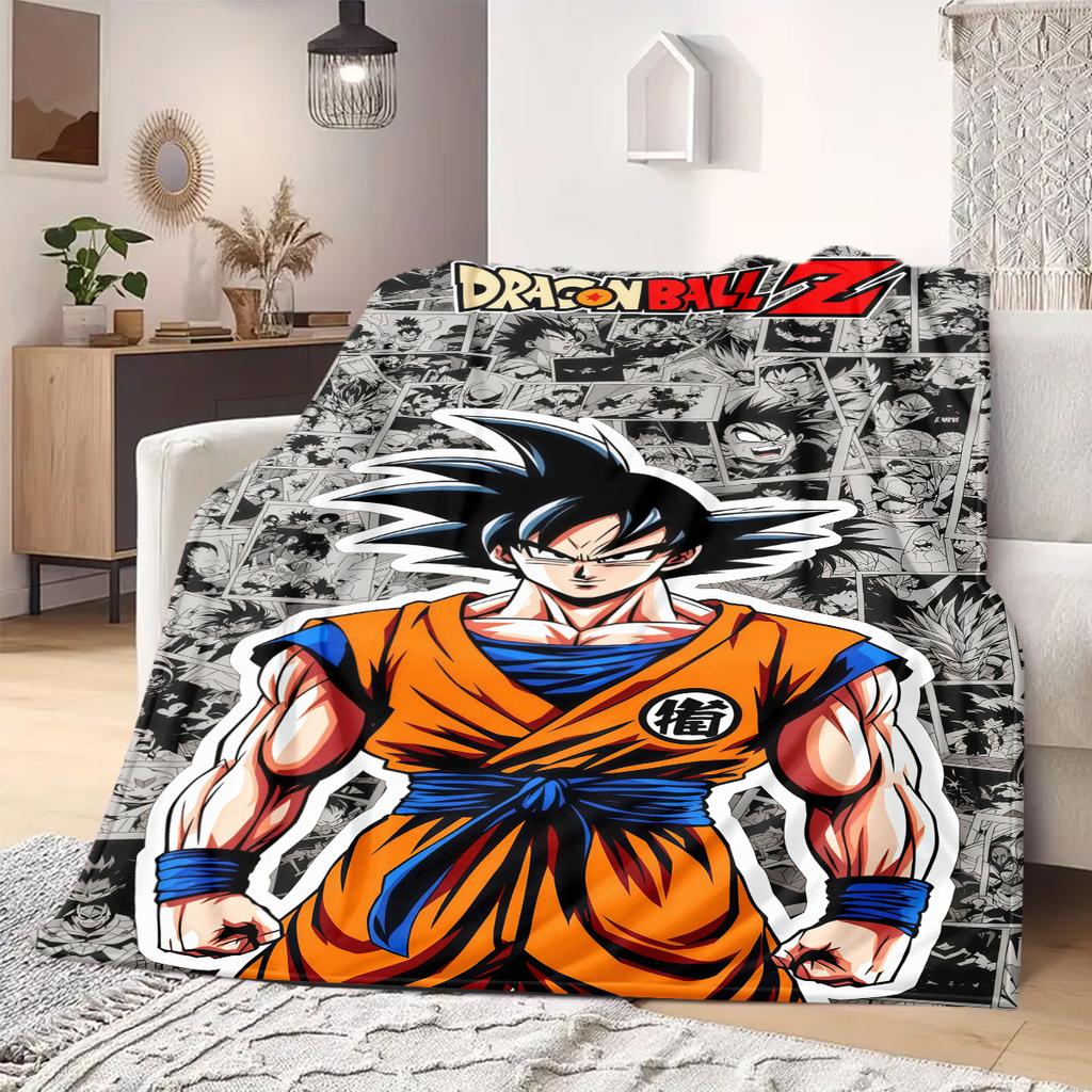 Cartoon Son Goku Print Blanket Warm Comfortable Flannel Blanket Suitable for Bedrooms,Sofas, Beds, Chairs, Picnics,Travel -QIAO5