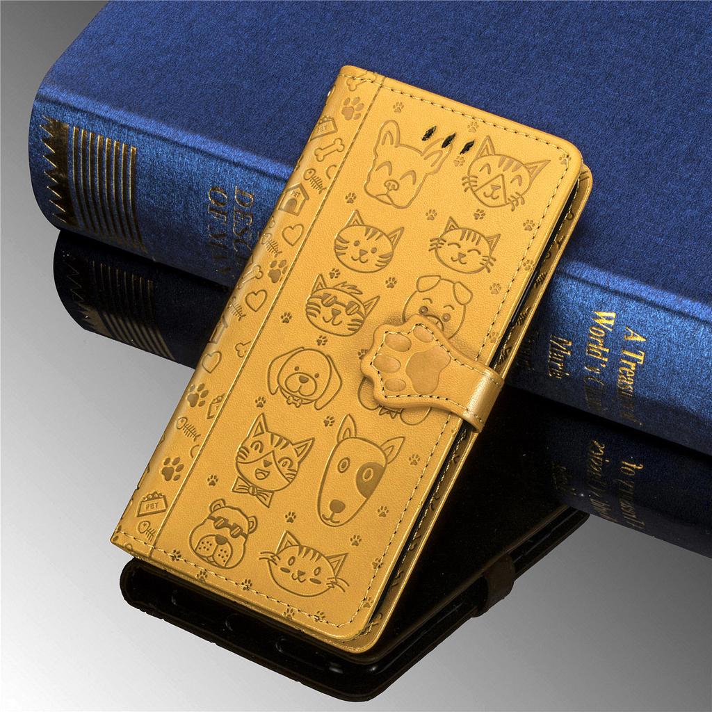 Кожаный флип-чехол с 3D собакой и кошкой для Samsung S20 S10 A10 A20 A30 A40 A50 A70 A80 M60 E Plus S20 Plus A51 A71, чехол для iPhone, Huawei, XiaoMi, кожаный чехол