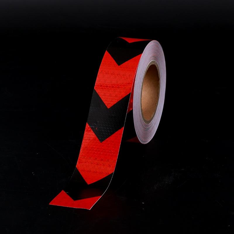 5CM*5M Waterproof Arrow Reflective Car Stickers Red-Black Adhesive High Visibility Caution Warning Safety Tape Reflectors Strips