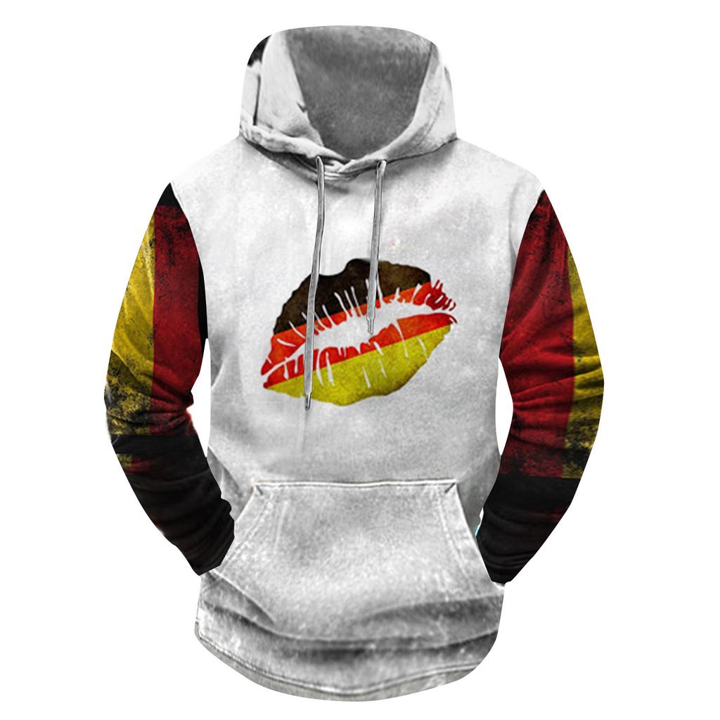 Модный свободный мужской и женский свитер с капюшоном с длинным рукавом и принтом