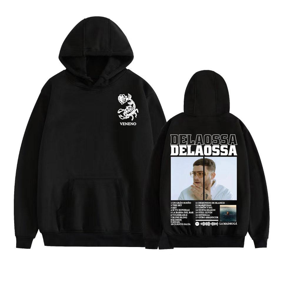 Хип-хоп исполнитель Delaossa Тур в поддержку альбома 2025 Мерч Худи Мужские Женские Харадзюку Хип-Хоп Поп-музыка Толстовки Повседневный Комфорт Оверсайз Худи