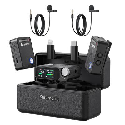 Saramonic Беспроводная микрофонная система Ultra 03 с временным кодом, петличный, 2-канальный, встроенный (Черный/с микрофоном)