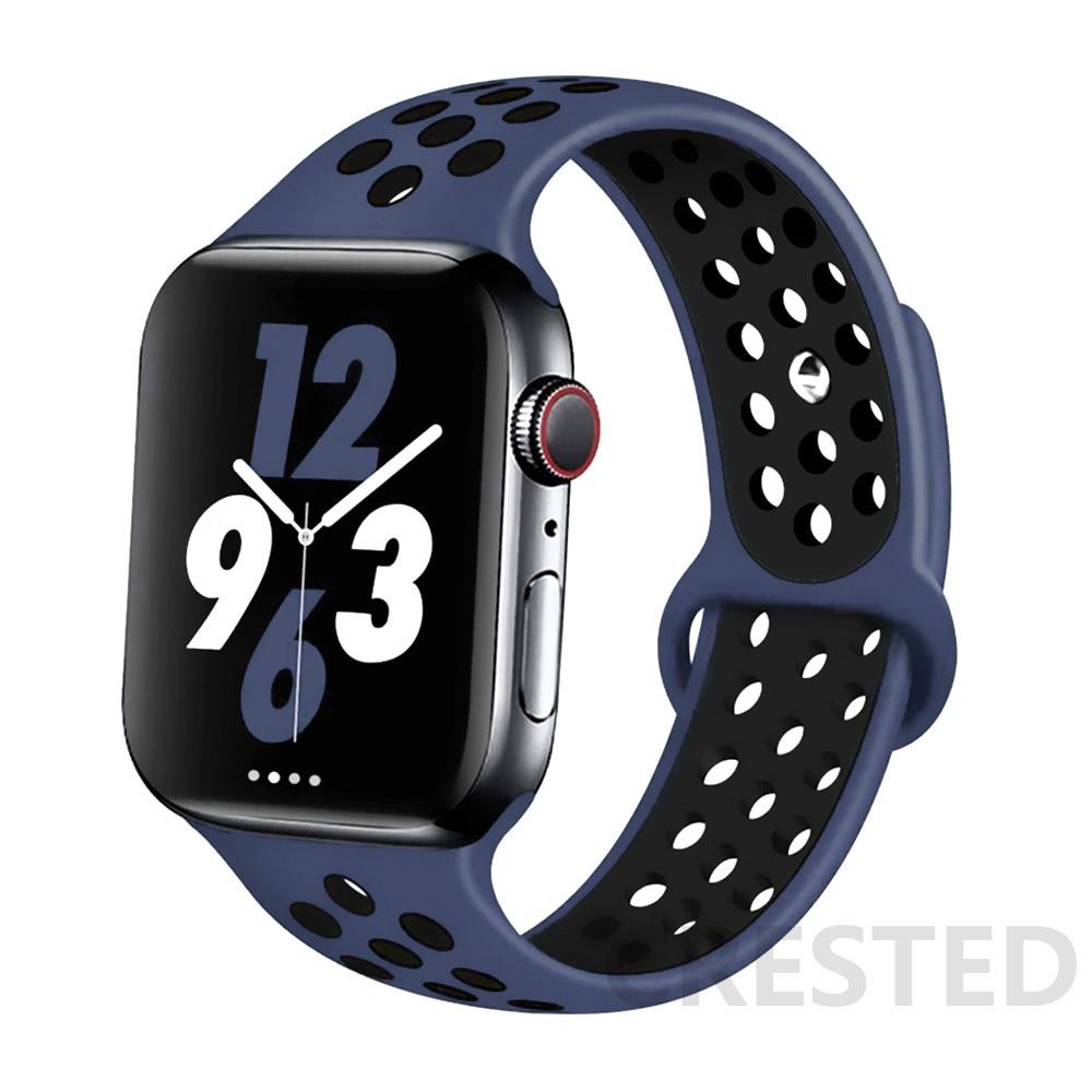 Спортивный силиконовый ремешок для Apple Watch Band 44 мм, 40 мм, 42 мм, 38 мм, 44 мм, дышащий браслет, ремешок для Apple Watch 6 iWatch 5 4 3 se