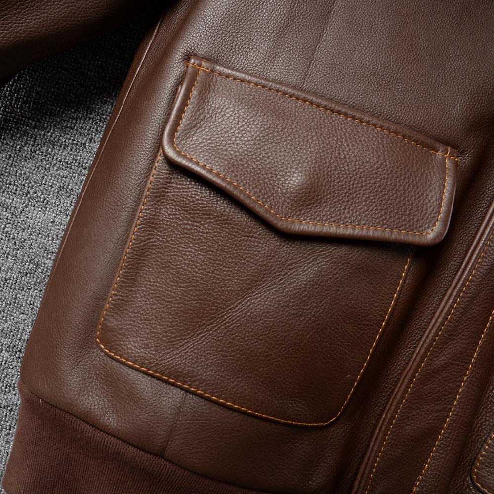 Мужская кожаная куртка Натуральная коровья A2 Летный костюм Мужской Авиатор Бомбер Пальто Мужчины Коровья кожа Кожаные куртки Весна Осень