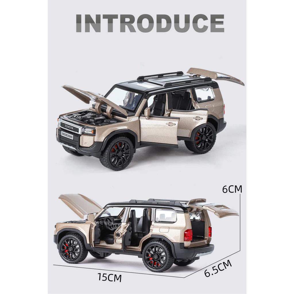 1/32 Toyota 2024 PRADO Land Cruiser Модель автомобиля из сплава Литой металл Внедорожники Модель автомобиля Звук и свет Детская игрушка Подарок