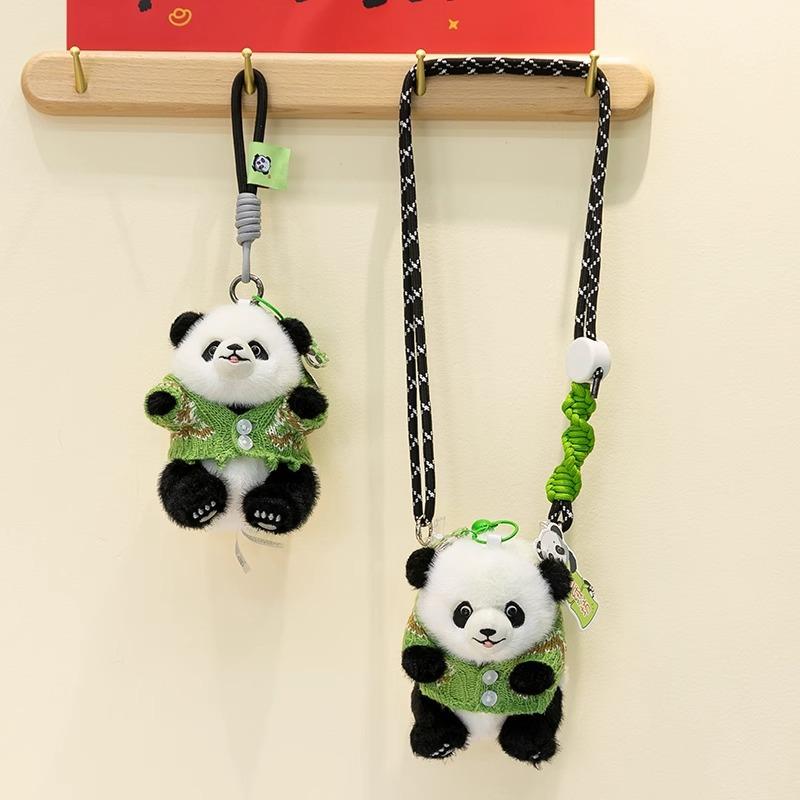 Yirongfang Dressing Panda Мобильный телефон Клип Кукла Плюшевая кукла Мультфильм Милая Панда Креативный Мобильный телефон Подвесное украшение