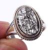 Natural Black Rutile Gemstone Handmade 925 Solid Sterling Silver Ring S.8 y9K35