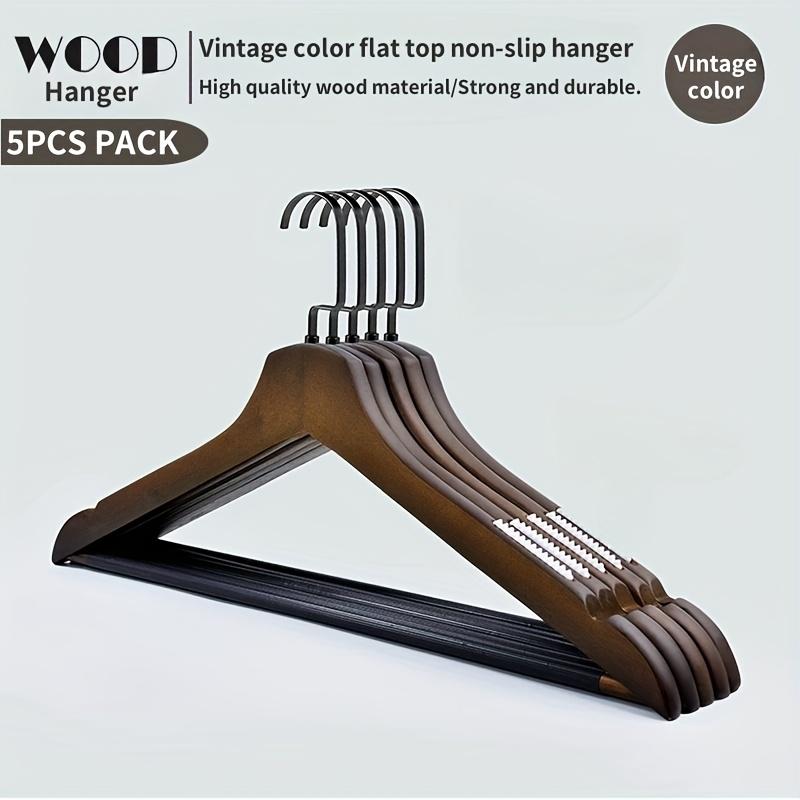 5pcs Premium Wooden Hangers with Polished Finish - Non-Slip, Grooved Design for Garment Display - Ideal for Home,Clothing Stores