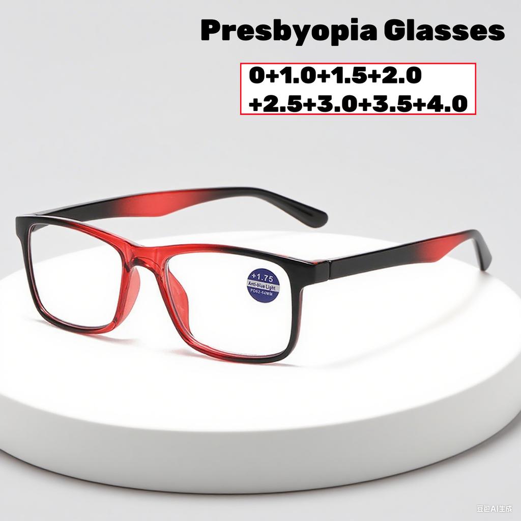 Новый дизайн градиентного цвета очки для чтения для женщин и мужчин квадратная оправа защита от синего света пресбиопические очки с диоптриями от 0 до +4.0