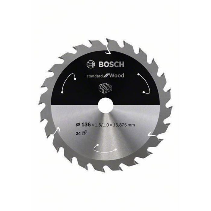Lame de scie circulaire - Bosch - Standard for Wood - 136 mm - 24 dents - 1,5 mm d'épaisseur