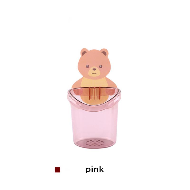 Настенный держатель для зубных щеток с мишкой Тедди, бесплатная полка для хранения принадлежностей для ванной комнаты, органайзер, аксессуары для ванной комнаты