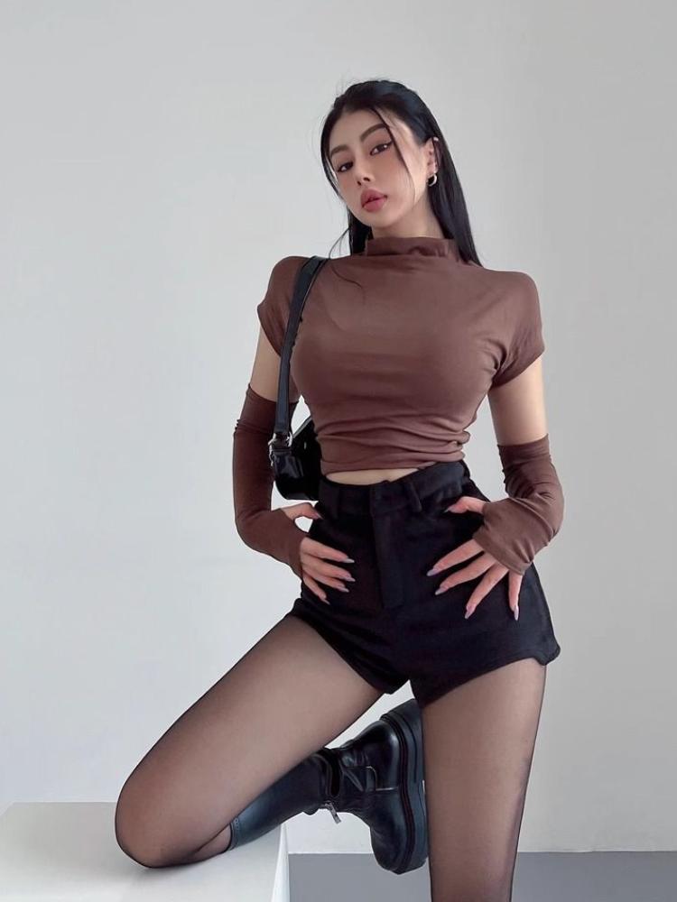 Sexy Shorts Women Winter Fashion New Irregular High Waist Solid Slim Wrap Hip Shorts Pockets Streetwear Female Casual