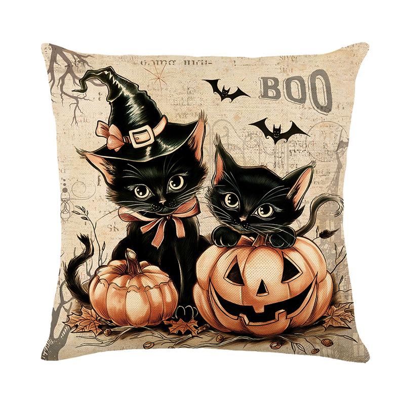 Мультяшный черный кот Хэллоуин украшение наволочка для подушки дома поддельный праздничный чехол для подушки забавный чехол