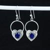Изящные серьги в форме сердца с синим сапфиром, серьги из стерлингового серебра 925 пробы, серьги-подвески из серебра ручной работы в стиле бохо, подарок на день рождения
