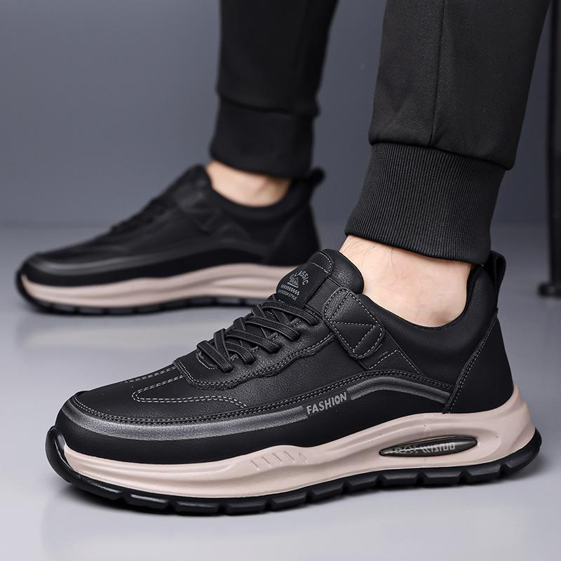 New Men's Sporty Casual Leather Shoes Autumn Winter Fashion Designer Shoes Male Solid Color Platform Sneakers Man