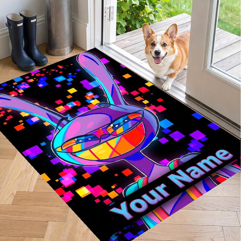 Custom Name Jax Crystal Velvet Floor Rug Personalized Text Soft Carpet Home Decor