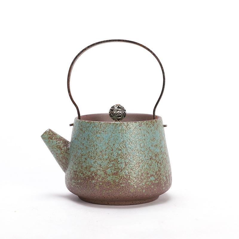 Чайник из грубой керамики ручной работы, антикварный чайник, кофейник и набор чашек, нагреваемый чайник, чайник, кофейная посуда, чайная посуда, чайники, гайвань