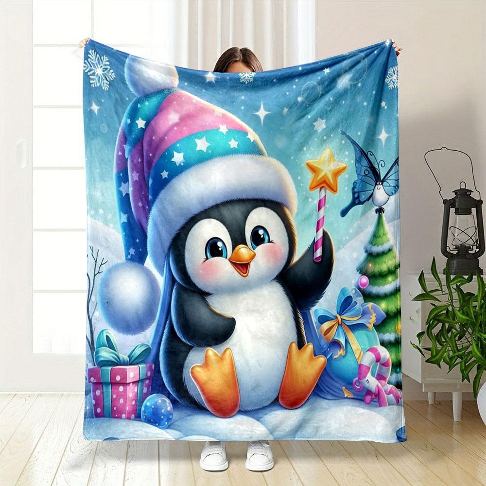Cute Penguin Winter Wonderland print blanket soft and cozy perfect for the living room bed sofa or a nap,gift