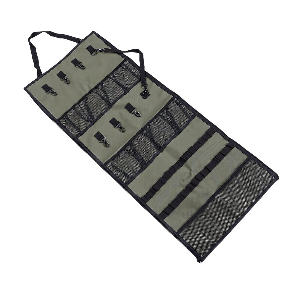Camping Hanging 600D Oxford Fabric Tent Shed Storage Bag, Hanging Hooks and Mesh s for Outdoor Picnic Green,