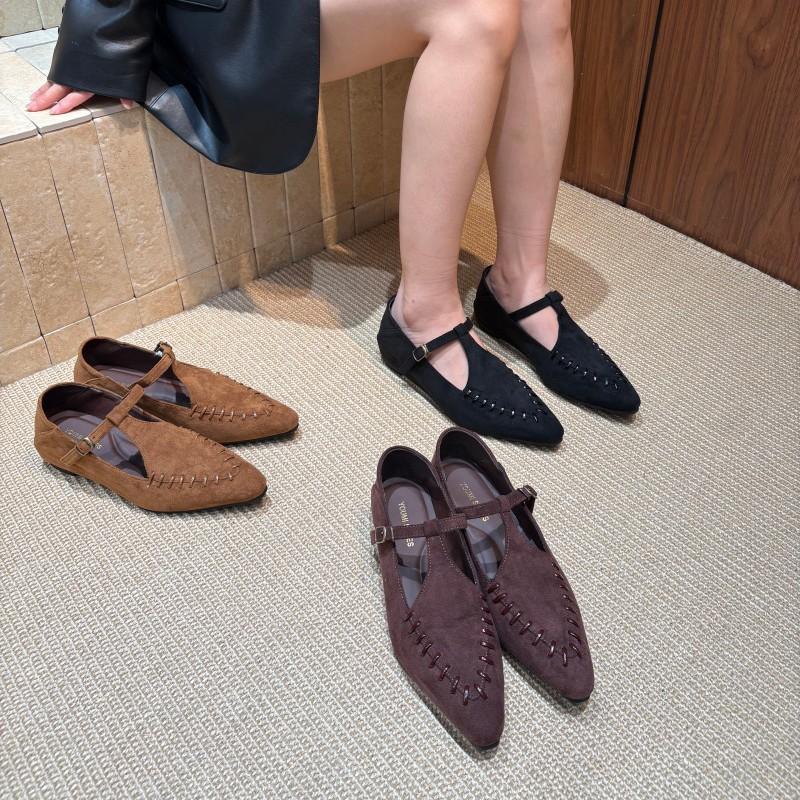 Ретро туфли Мэри Джейн с острым носком женские 2025 осень новые универсальные мягкая подошва замша низкий каблук остроносые одинарные туфли ленивые туфли