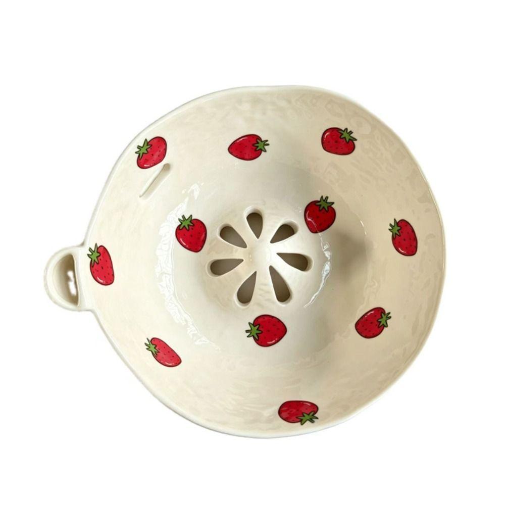 Raised Drainage Hole Ceramic Fruit Washer Perforated Draining Fruit Strainer Strawberries